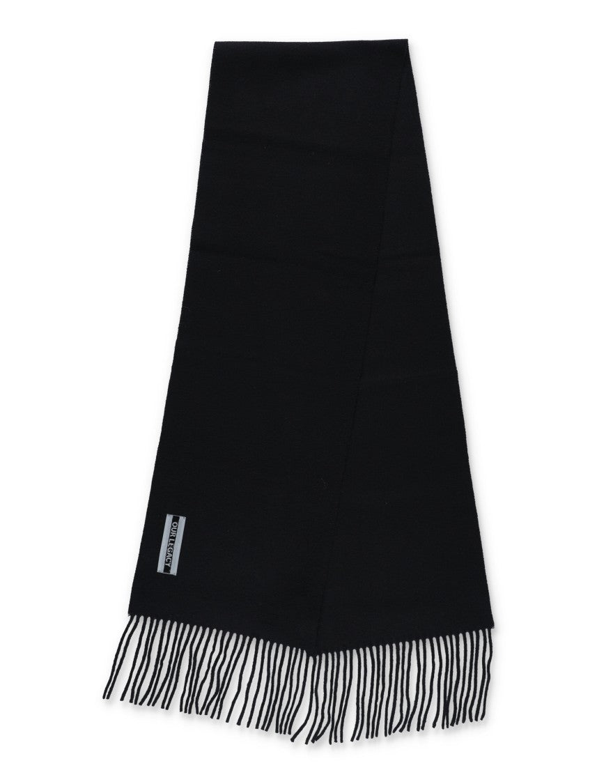 Our Legacy Fringed Black Wool Scarf