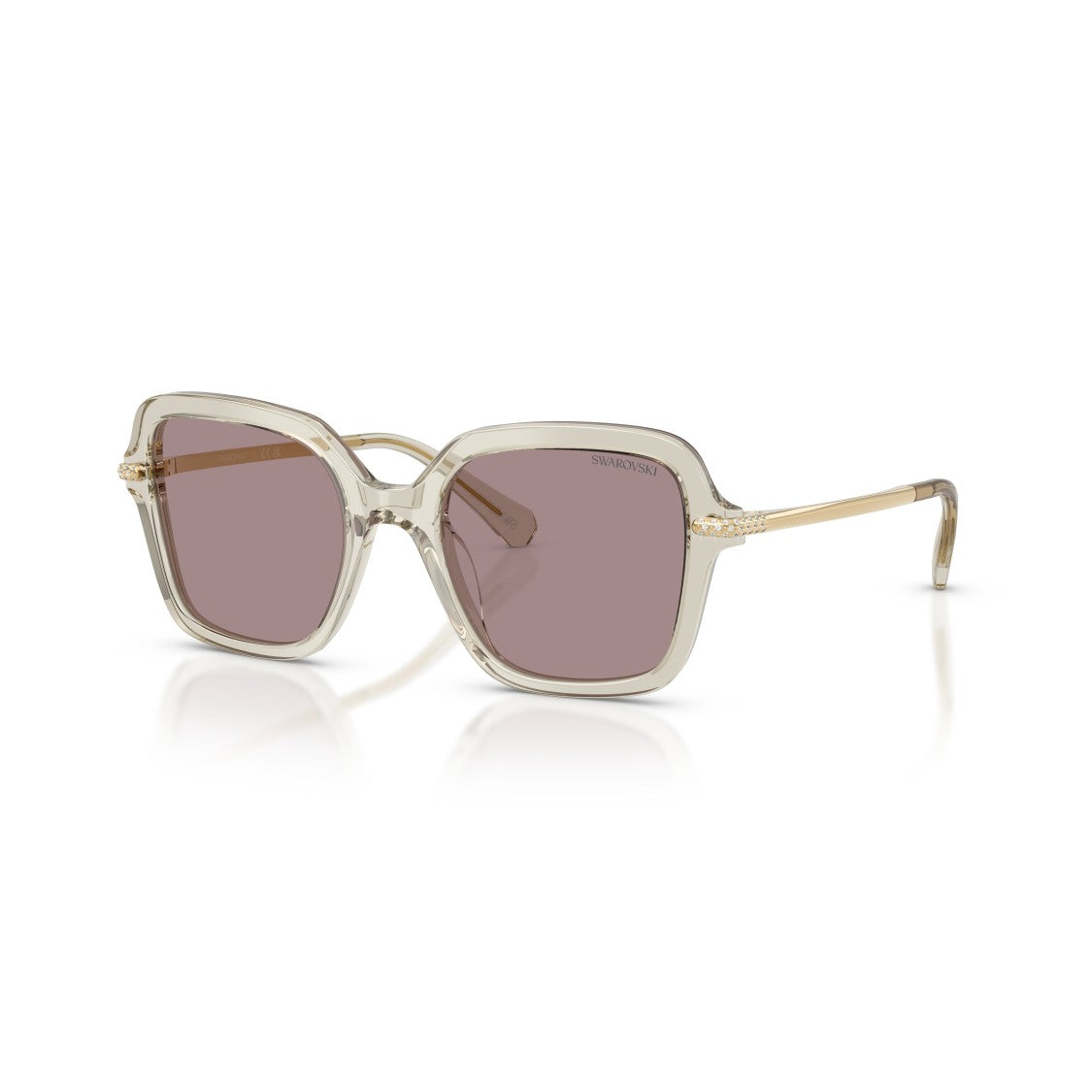 Swarovski 0Sk6040 Square Acetate Sunglasses With Translucent Beige Frame