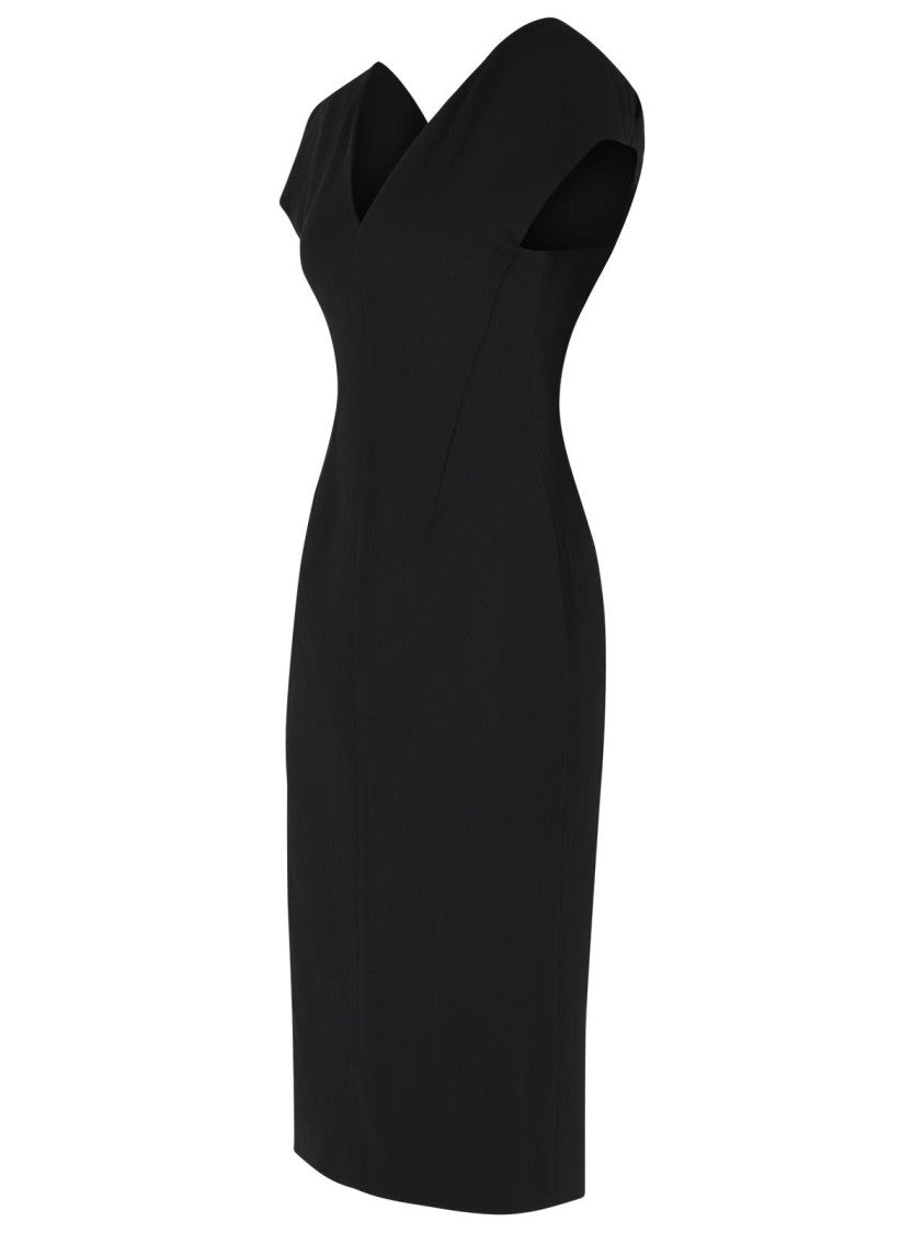 Jil Sander Black Virgin Wool Midi Dress