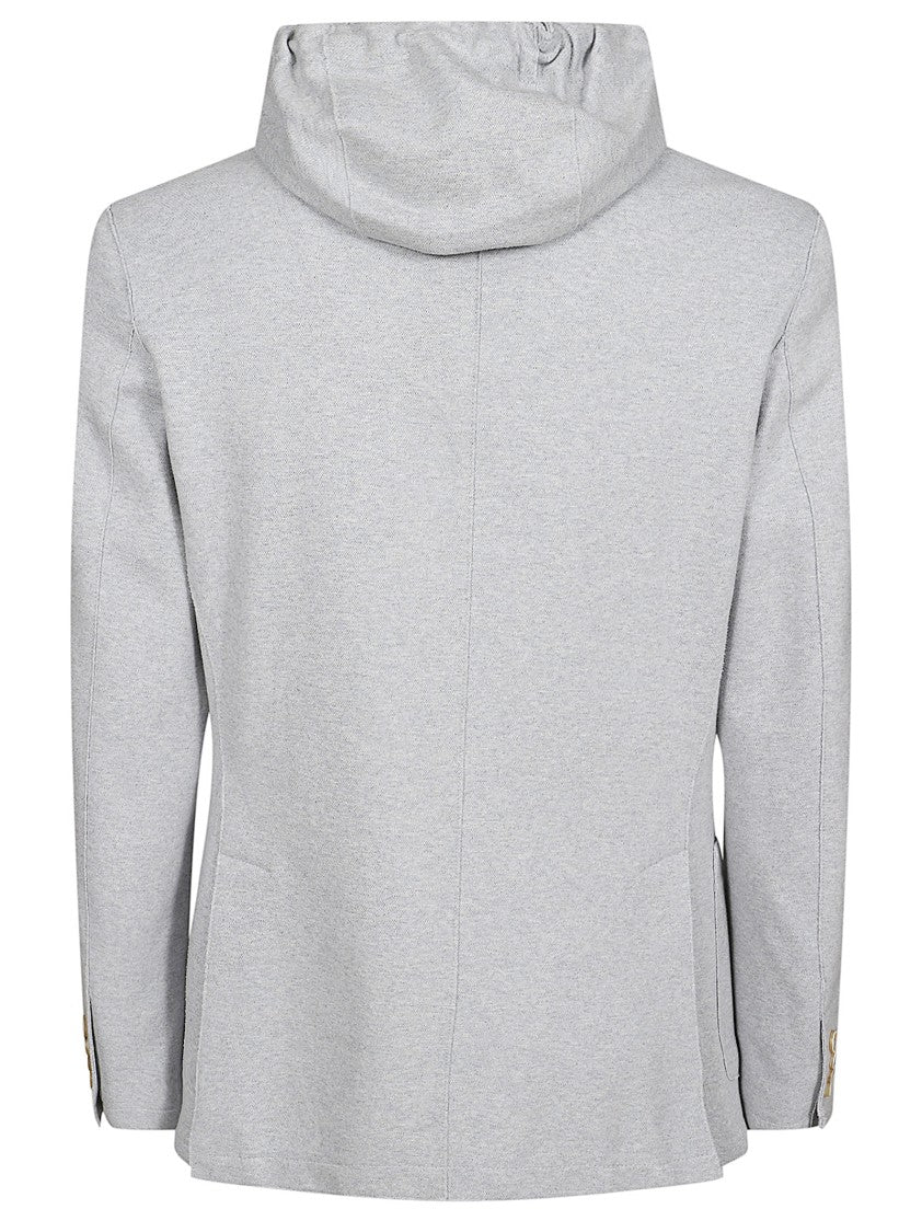 Eleventy Light Grey Blazer With Hood And Structural Design