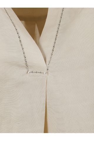 Fabiana Filippi Relaxed-Fit Neutral Shirt With V-Neckline