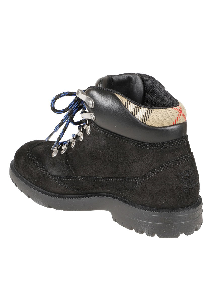 Burberry Suede Ankle Boots With Leather Padded Collar