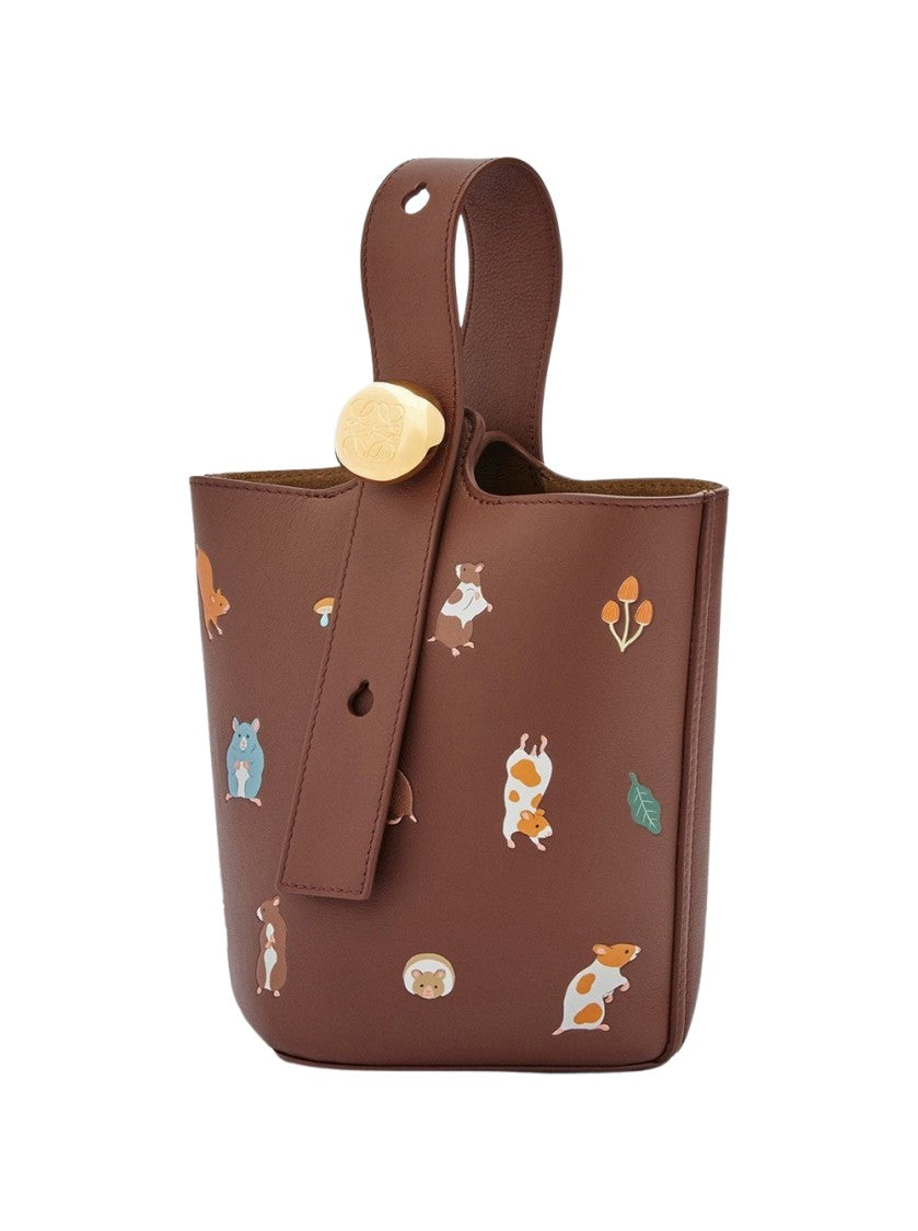 Loewe Hamster Mini Pebble Bucket Bag Havana