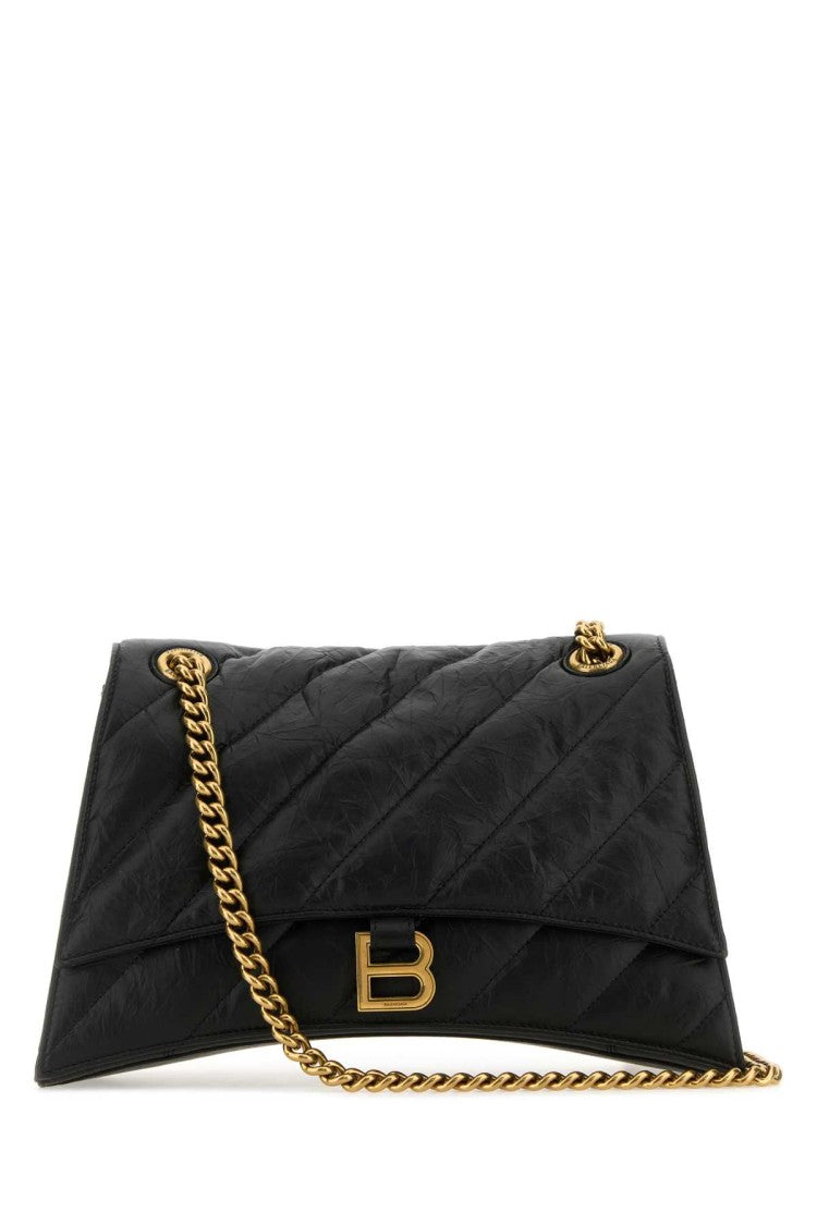 Balenciaga Black Leather Crush M Shoulder Bag