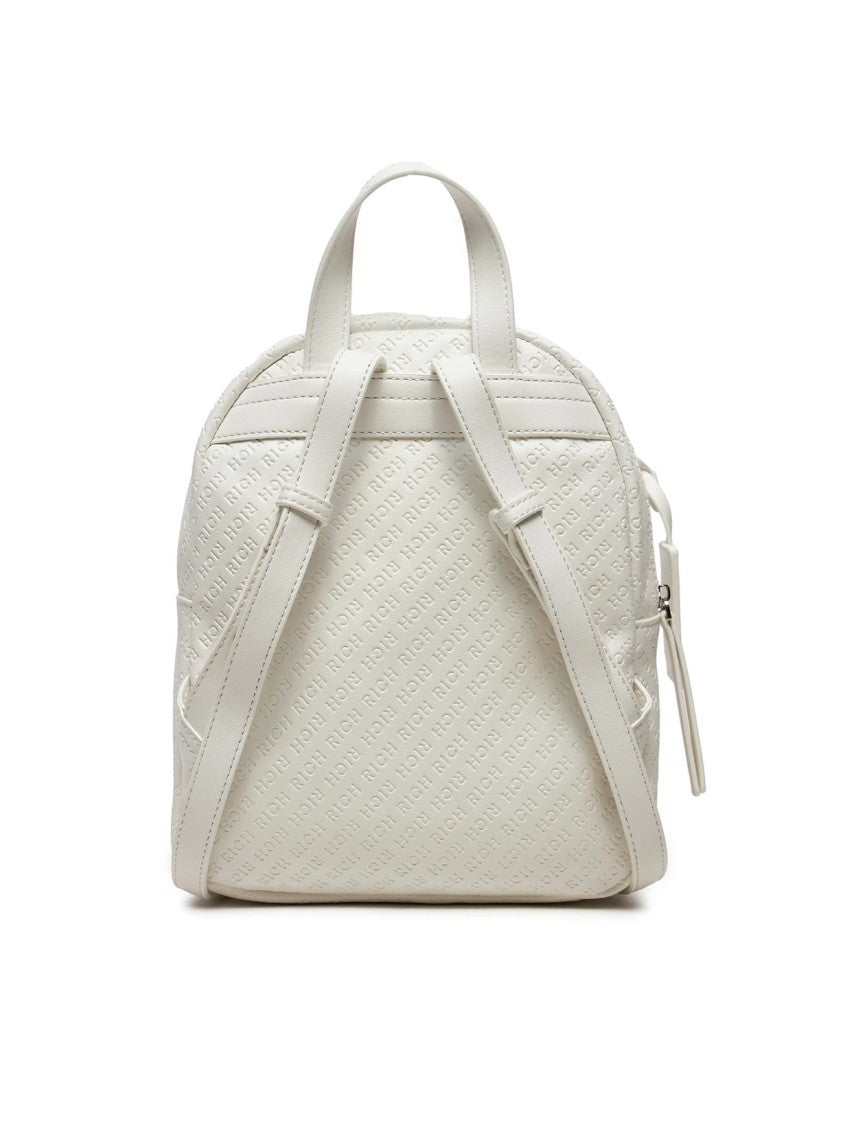 John Richmond Textured Monochromatic Backpack With Embossed Pattern