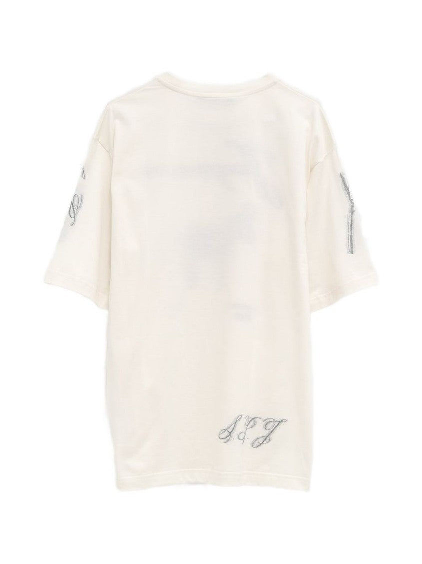 Jacquemus Graphic Jacquard White T-Shirt With Artistic Accents