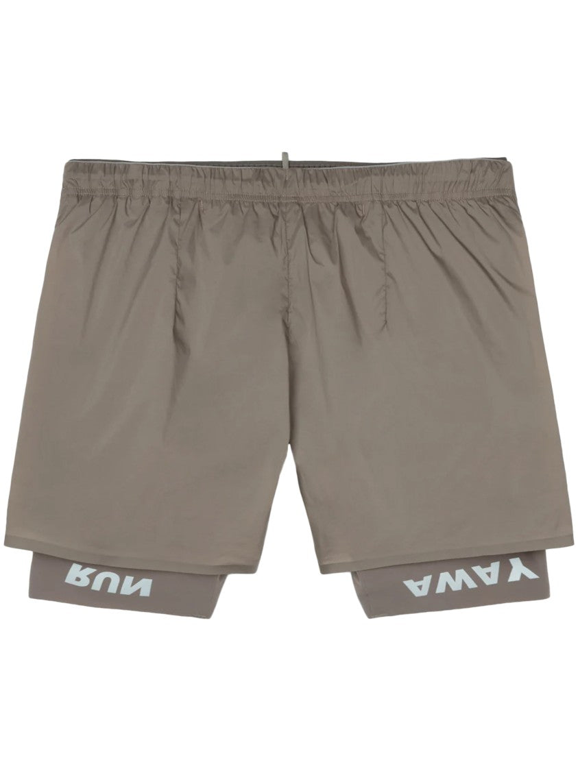 Satisfy Layered Teck Silk Athletic Shorts With Elastic Waistband