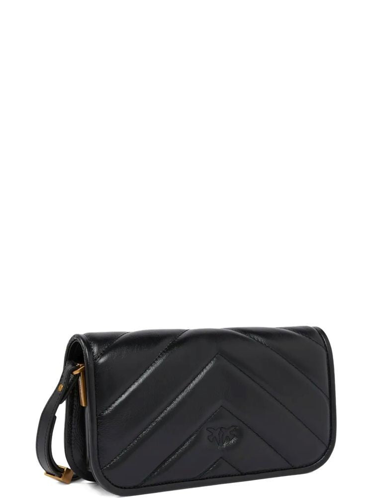 Pinko Quilted Nappa Leather Shoulder Bag With Gold-Tone Clasp