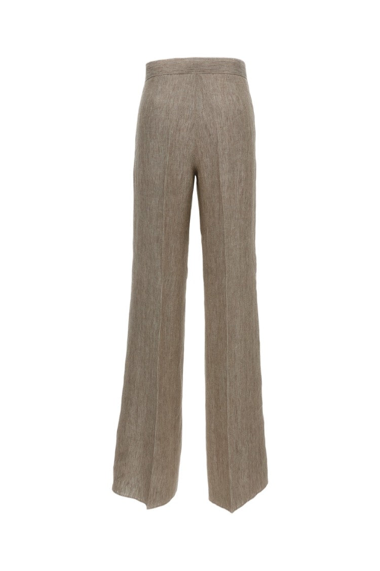Max Mara Beige Deserto Linen Palazzo Trousers