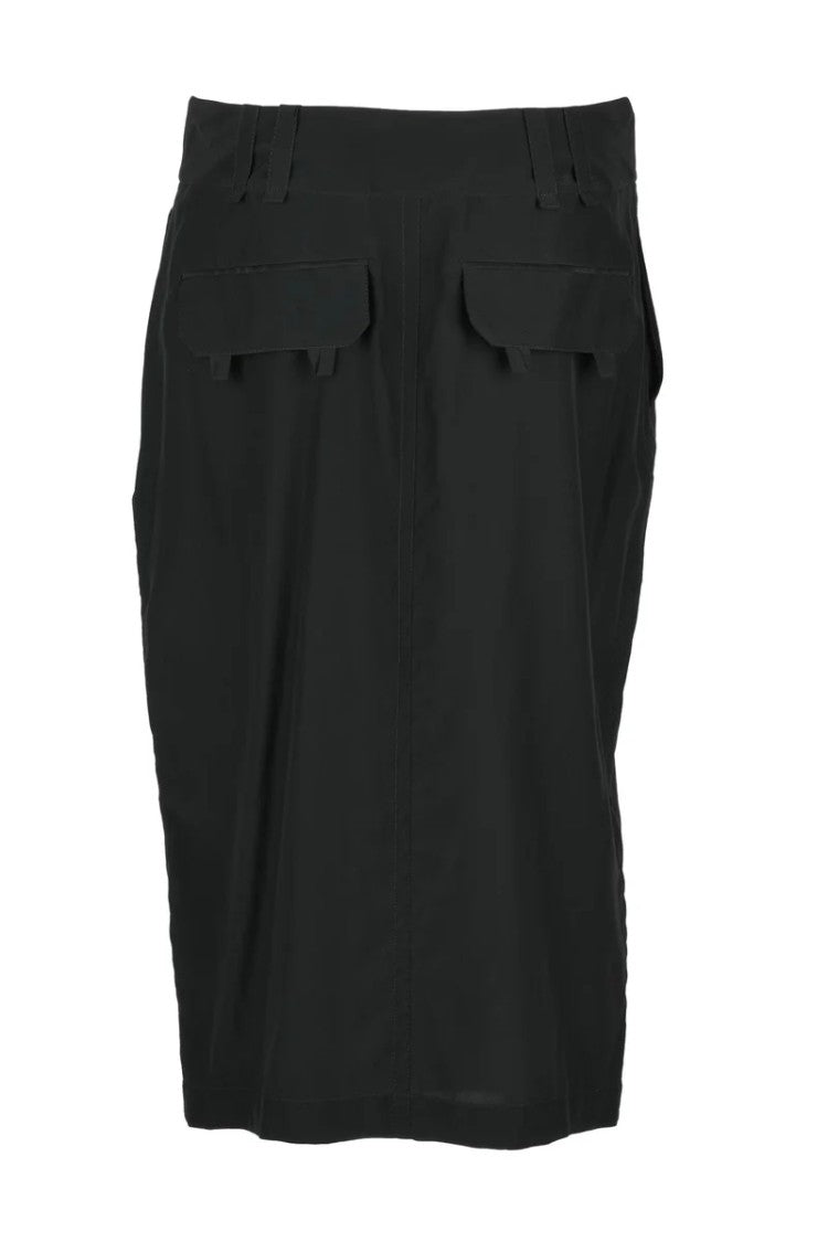 Saint Laurent Silk Midi Skirt - Black