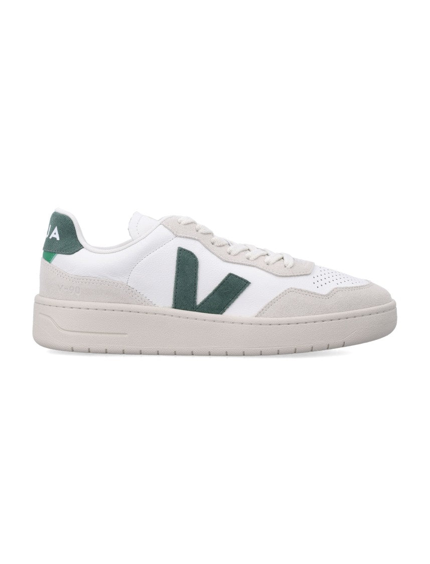 Veja V-90 Leather Sneakers White And Cyprus