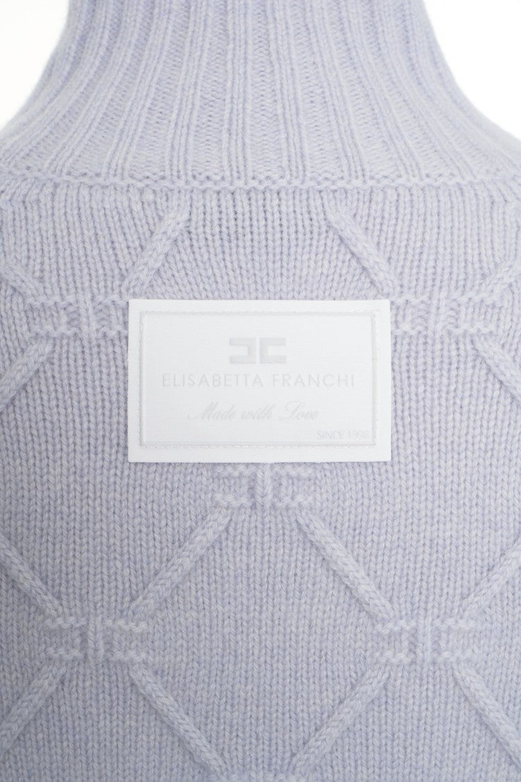 Elisabetta Franchi Knitted Sweater With High Ribbed Collar