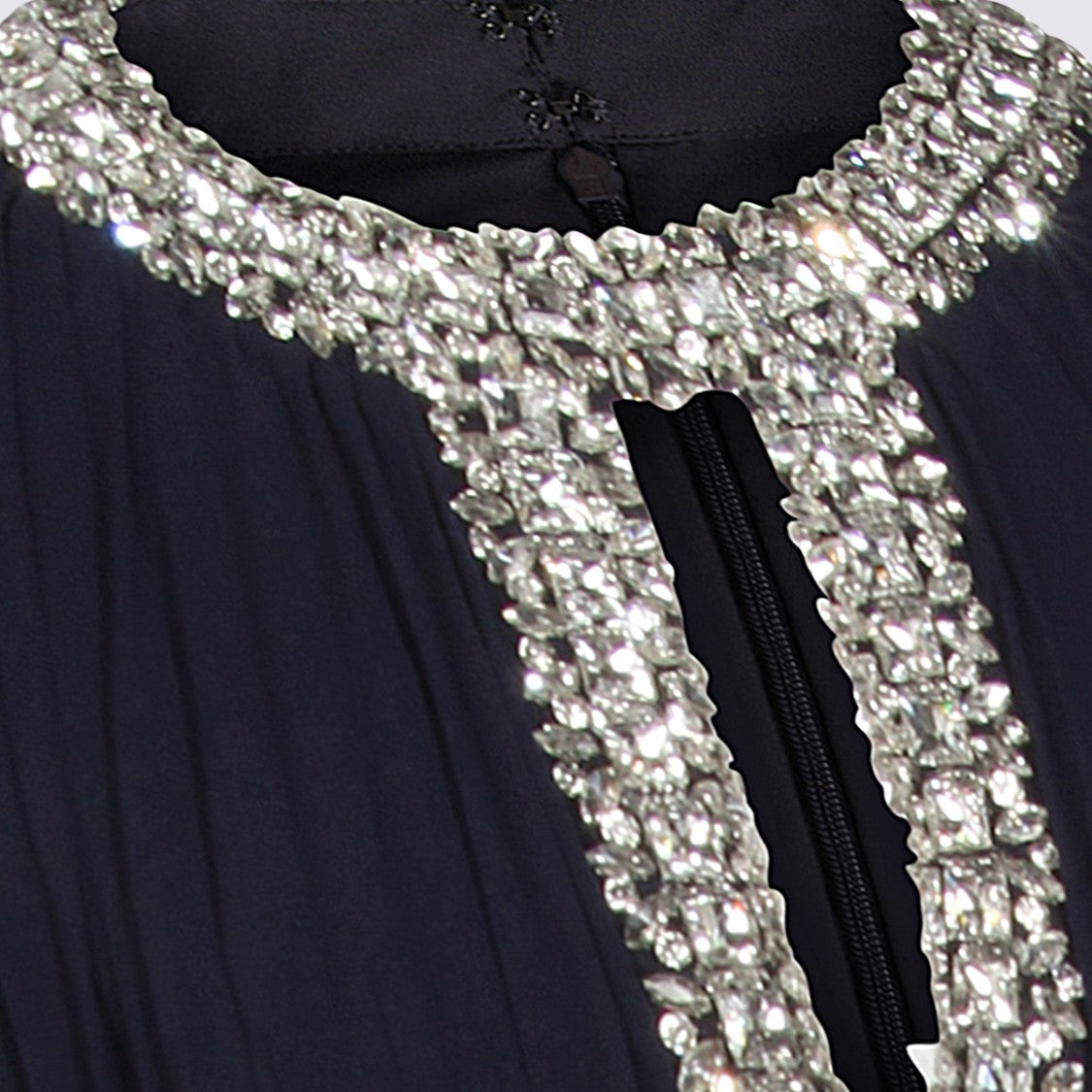 Self-Portrait Navy Crystal-Embellished Maxi Dress