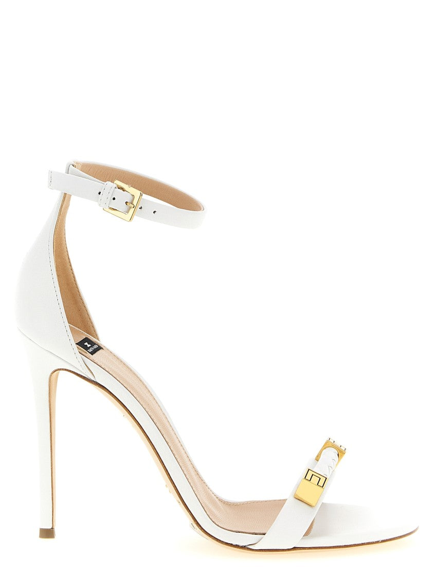 Elisabetta Franchi Woven Leather Sandals With Adjustable Ankle Strap