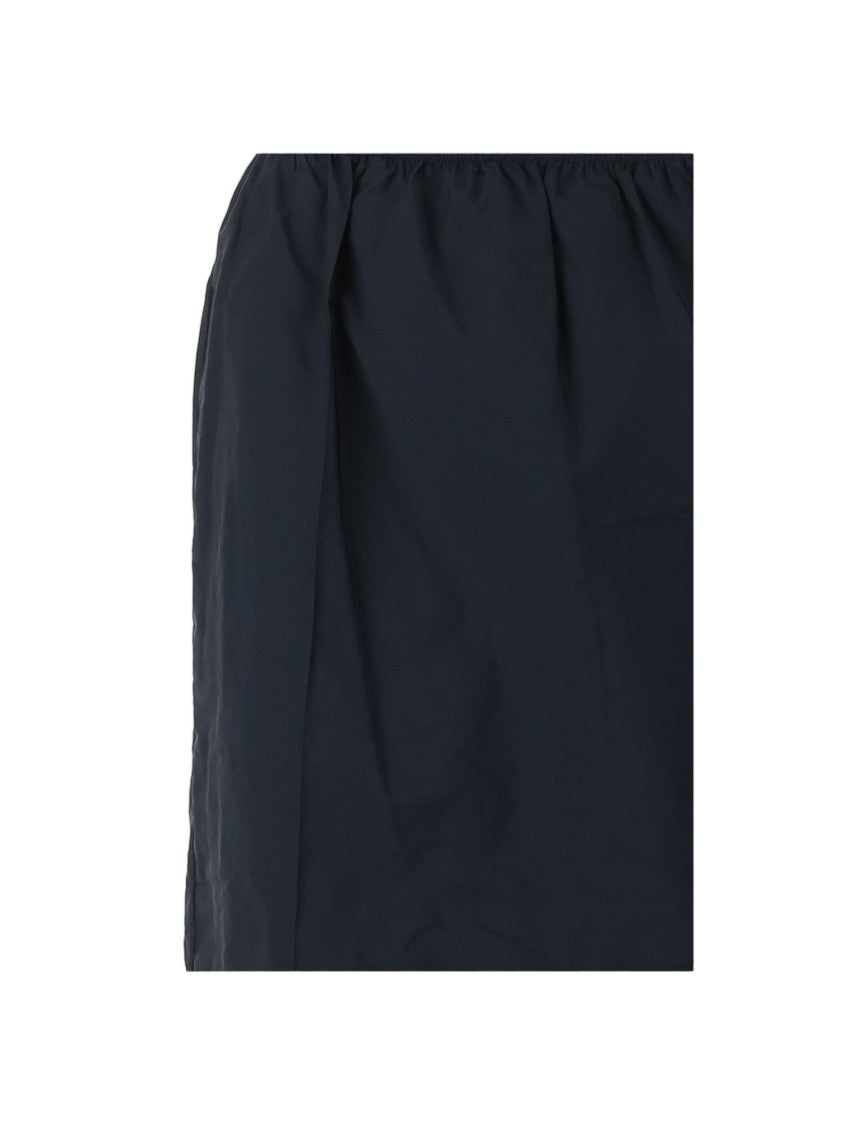 Carven Dark Navy Back-Slit Nylon Midi Skirt