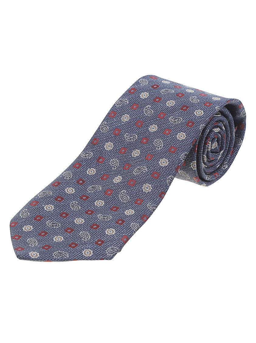 Etro Paisley Silk-Linen Patterned Tie