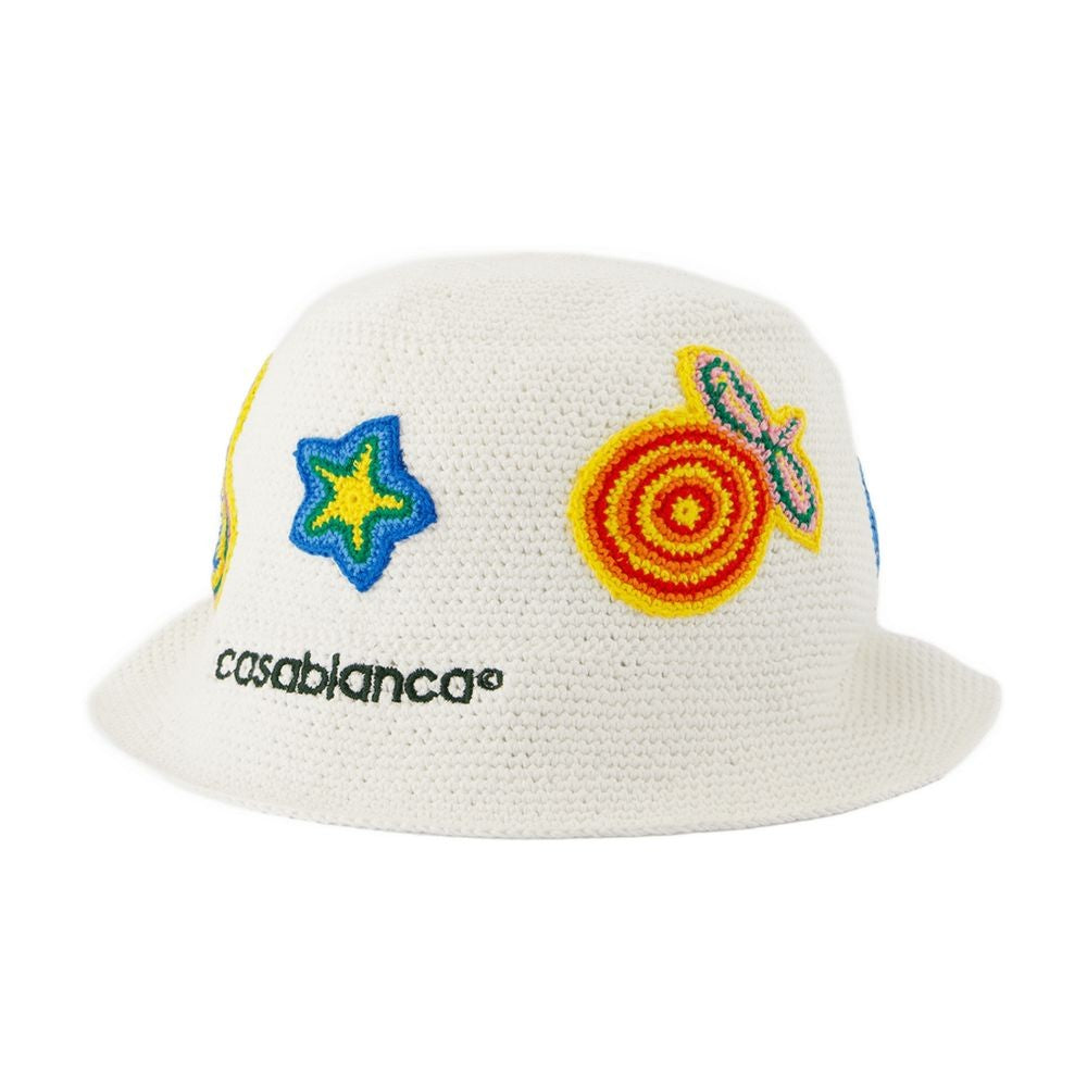 Casablanca Crochet Bucket Hat - Cotton - White