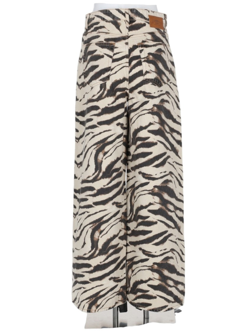 Ganni Wide-Leg Animal Print Organic Cotton Jeans