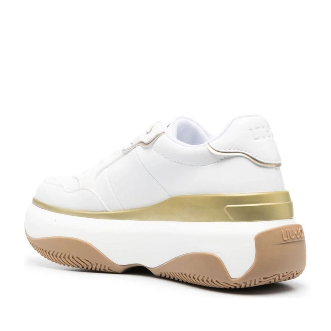 Liu Jo White June 16 Metallic Gold Accent Chunky Sneakers