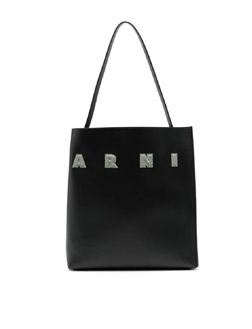 Marni Structured Calf Leather Tote Bag With Design