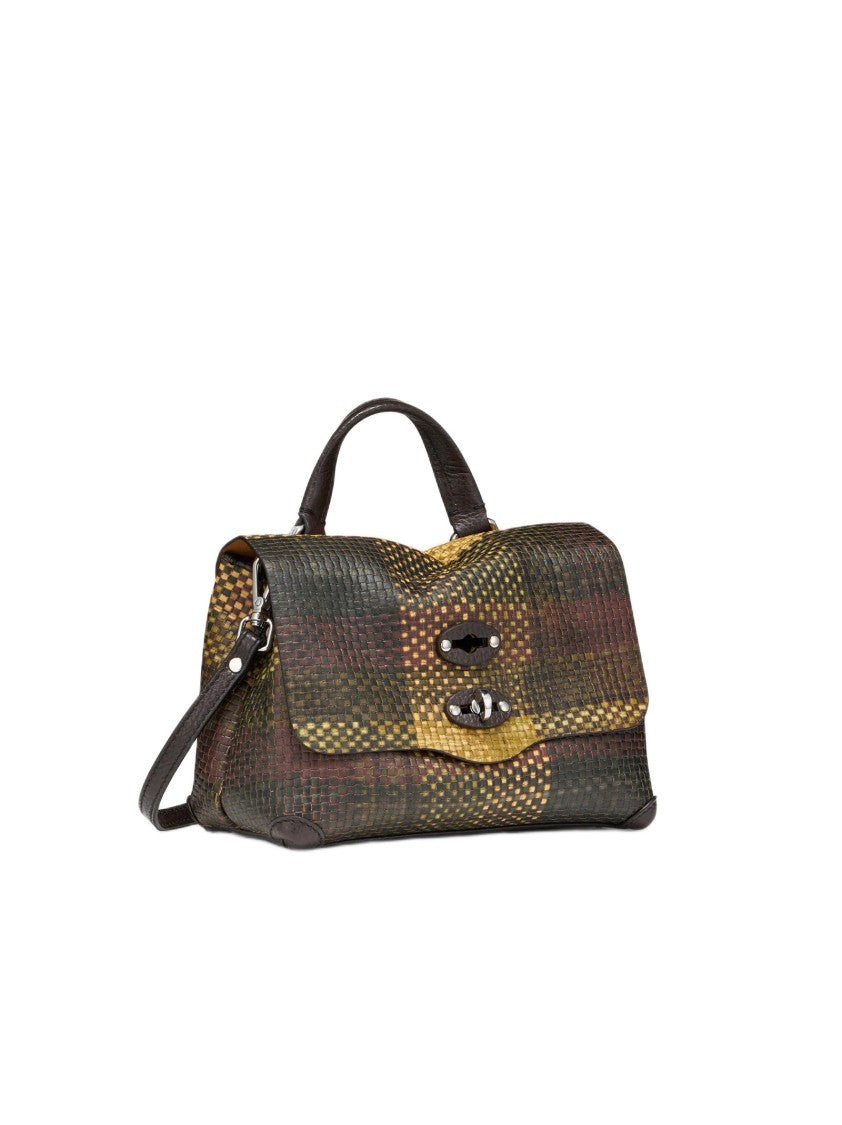Zanellato Postina® Baby Bag In Printed Leather, Green Prunno