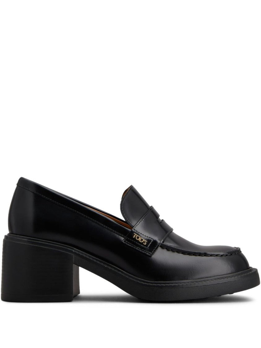 Tod's Black Polished Leather Penny Loafers