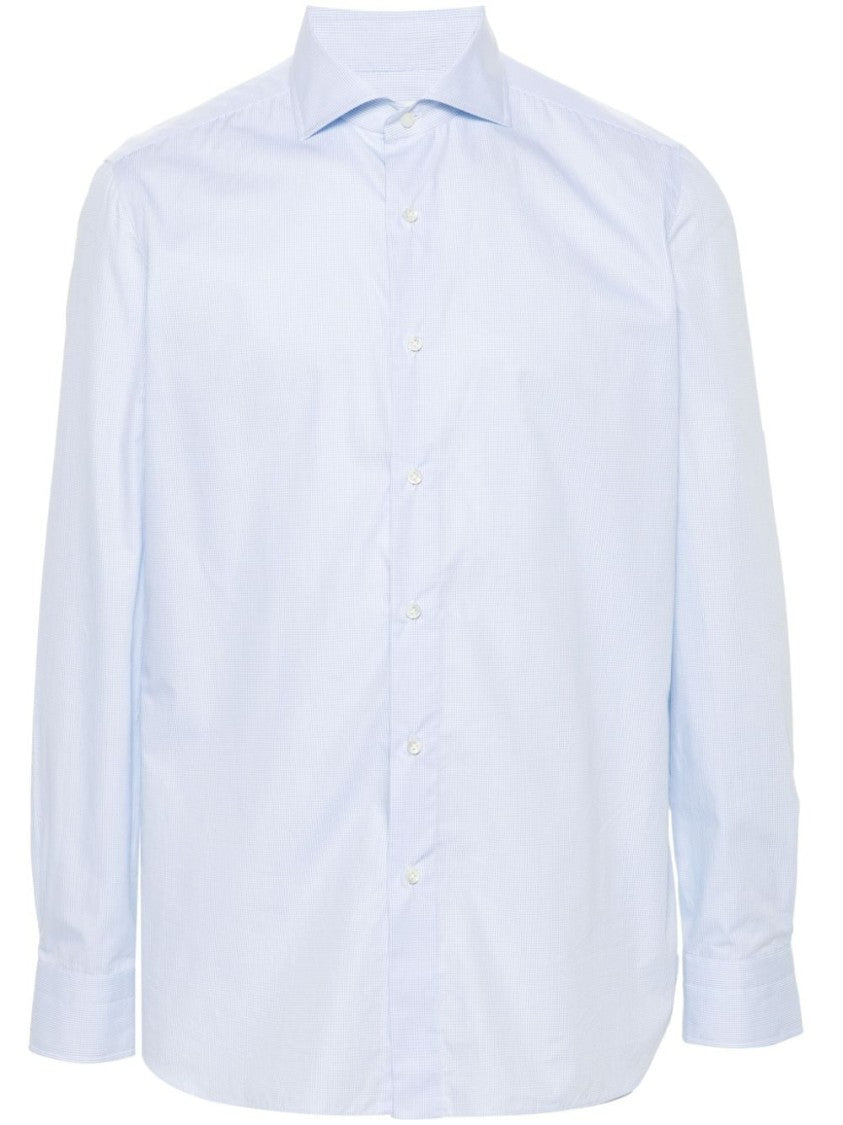 Borrelli Vertical Stripe Cotton Shirt With Cutaway Collar