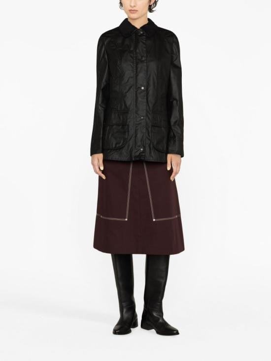 Barbour Waxed Cotton Jacket With Classic Collar And Flap Pockets