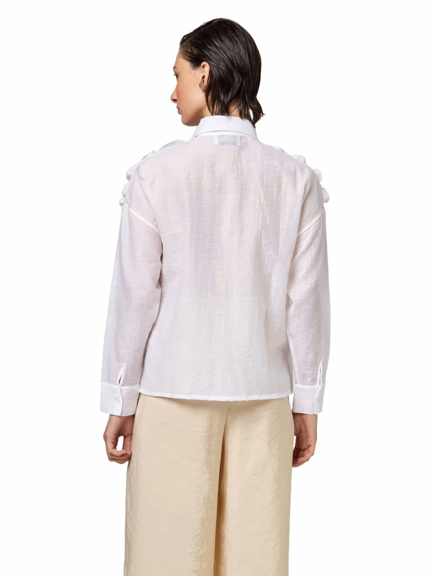 Alpha Studio Raw-Cut Ruffled Cotton Shirt