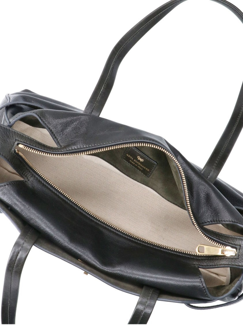 Anya Hindmarch Black Wilson Leather Shoulder Bag