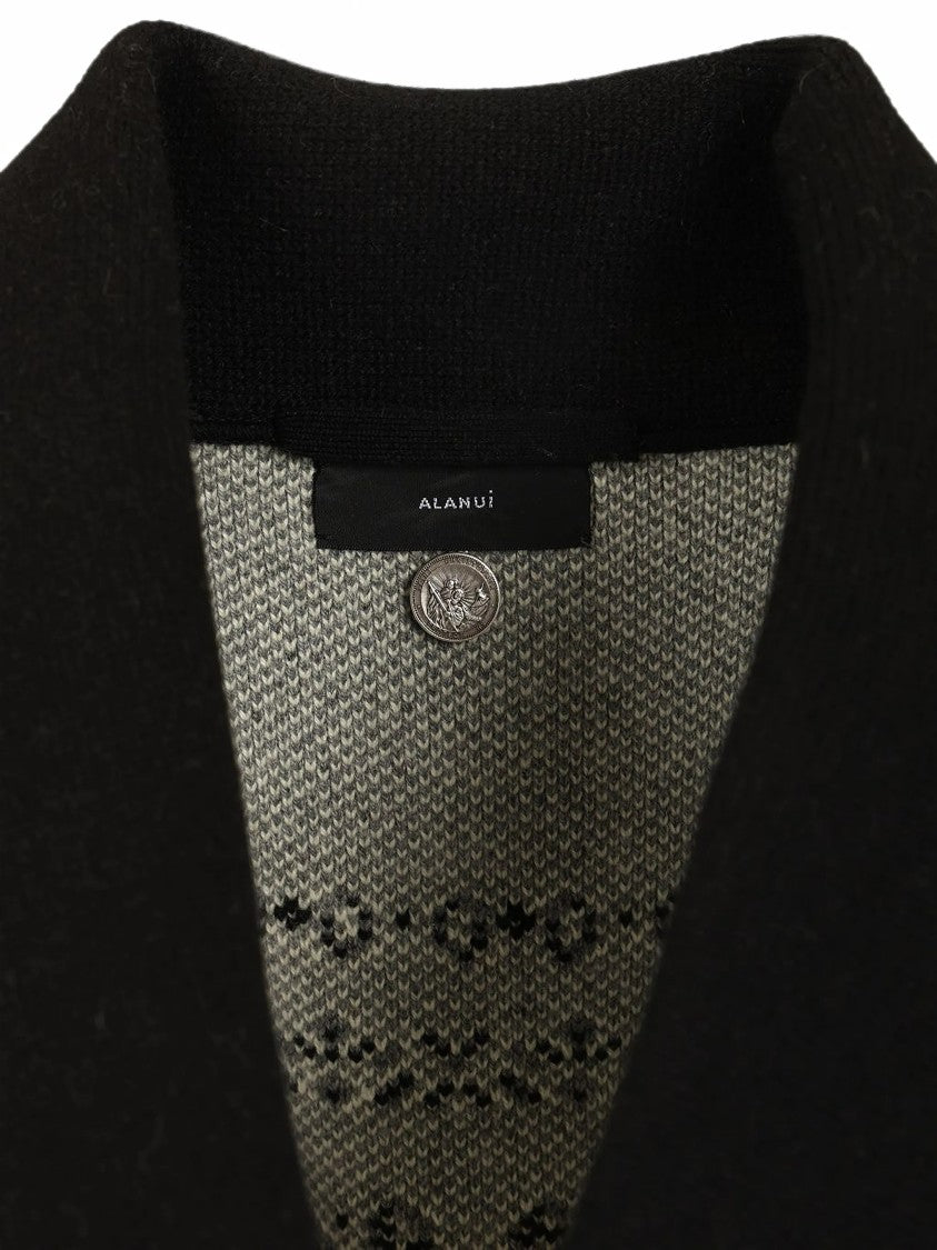 Alanui Fringed Bandana Jacquard Cardigan With Shawl Collar