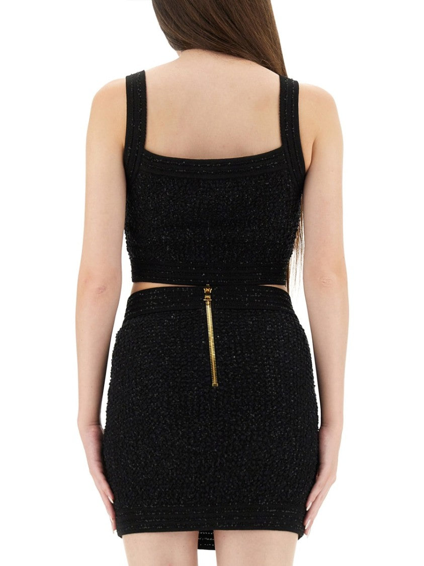 Balmain Classic Tweed Crop Top