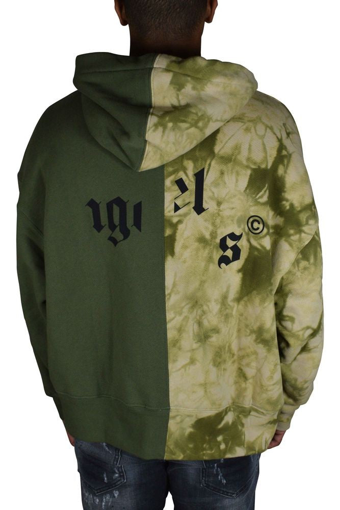 Palm Angels Two-Tone Hooded Sweatshirt With Broken Logo Detail