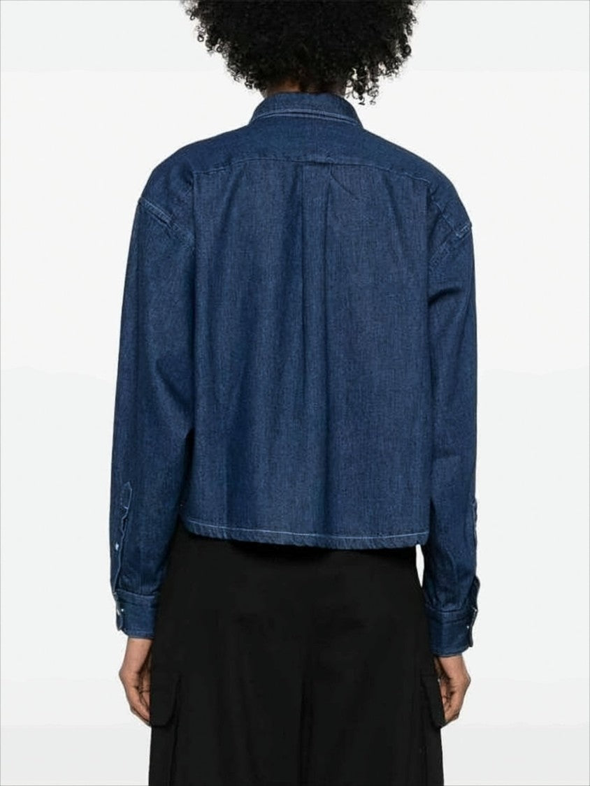 A.P.C. Cropped Denim Blouse With Classic Collar
