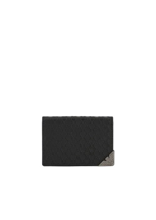 Emporio Armani Textured Relief Black Credit Card Holder