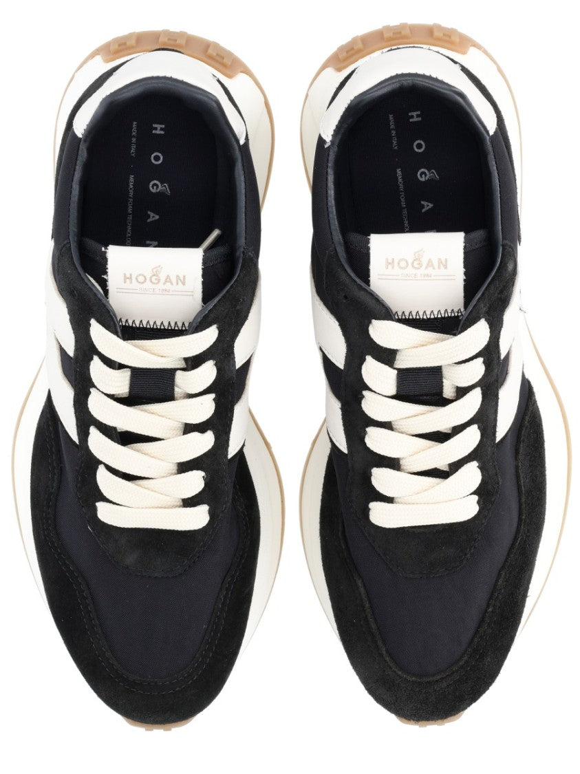 Hogan Black H641 Contrasting White Accents Sneakers