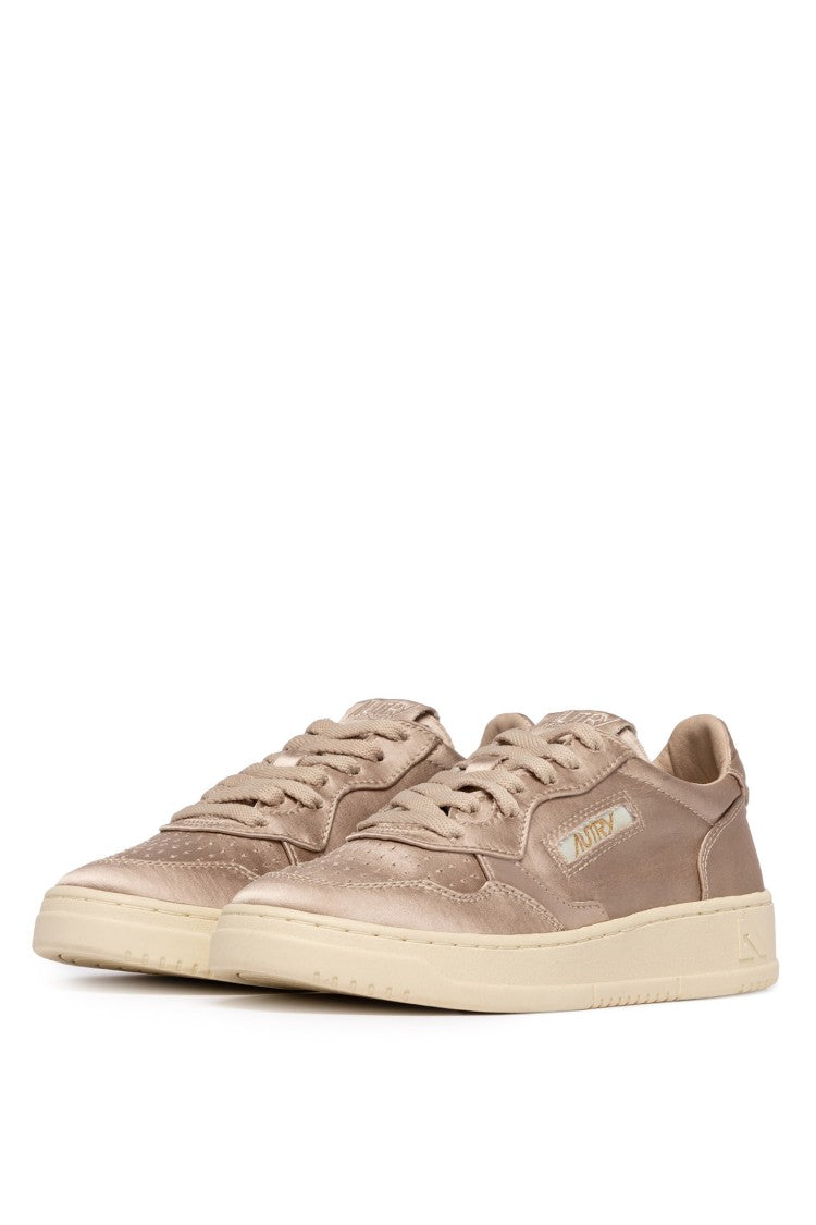 Autry Pink Medalist Satin Sneakers