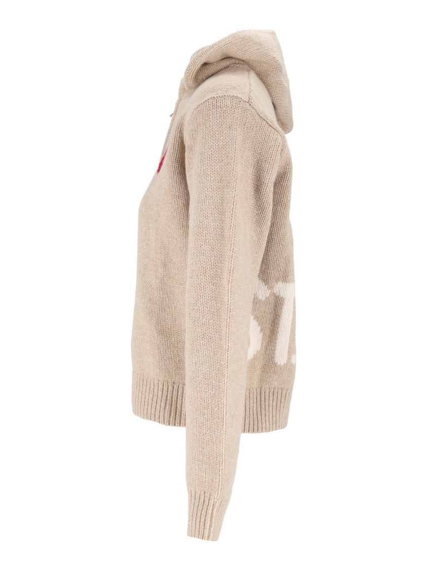 Mc2 Saint Barth Kyla Heart Motif Knitted Zip Hoodie