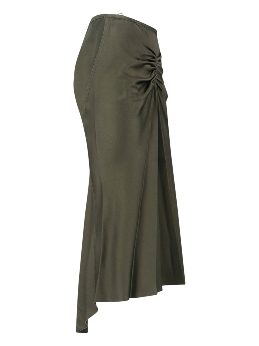 Victoria Beckham Draped Midi Skirt With Hemline