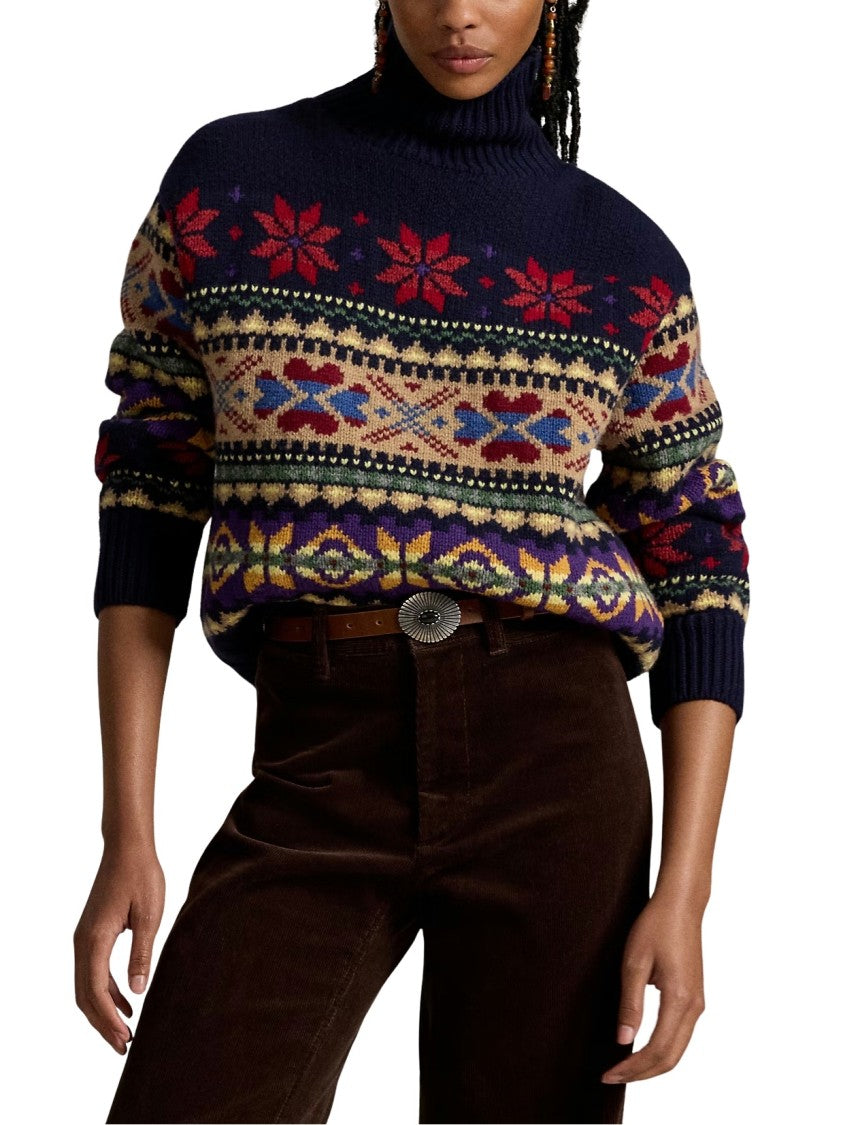 Polo Ralph Lauren Geo-Motif Wool-Cashmere-Blend Rollneck Sweater