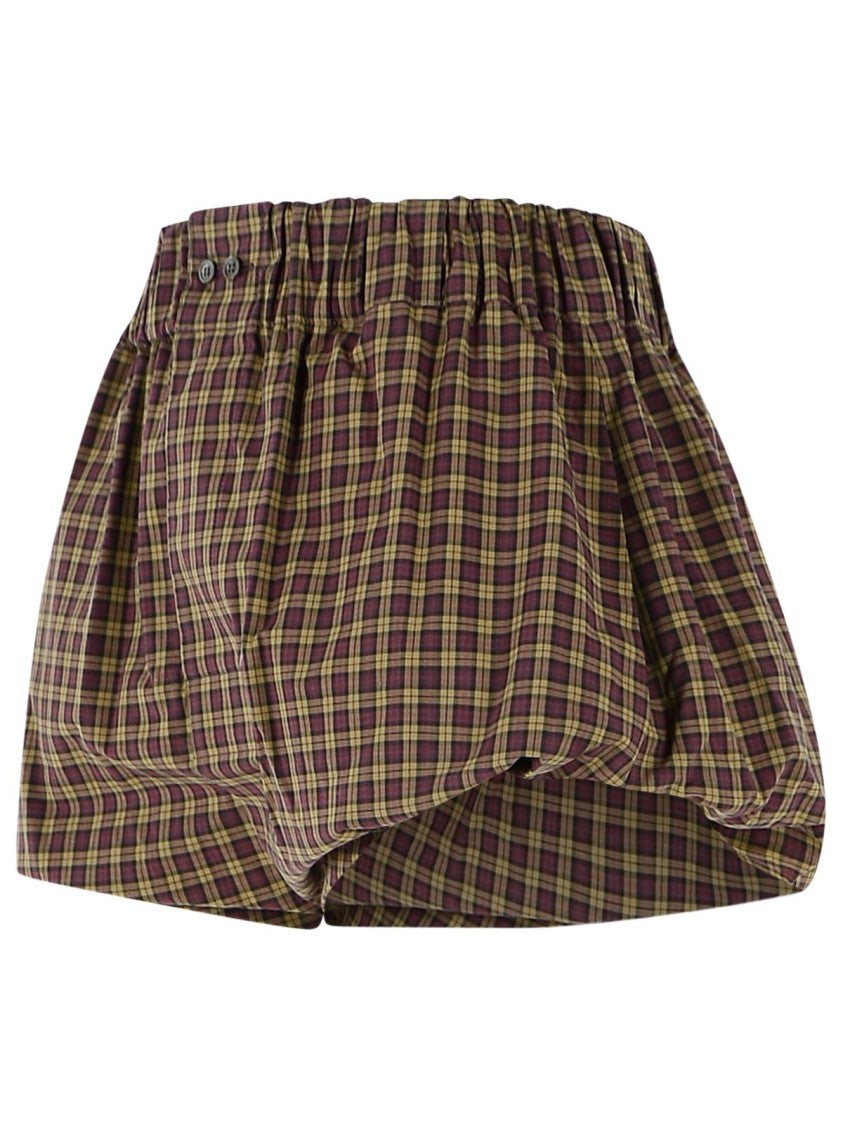 Marni Purple Checkered High-Waist Poplin Chino Shorts