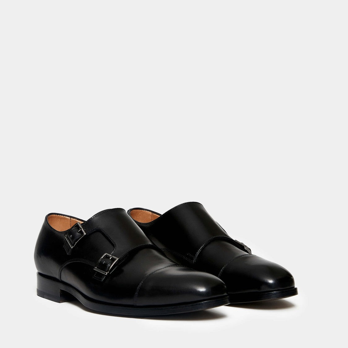 Ortigni Double Buckle In Black Calfskin