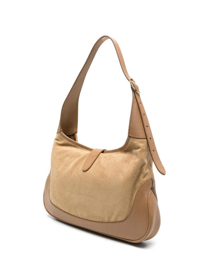 Gucci Medium Suede Leather Trim Shoulder Bag