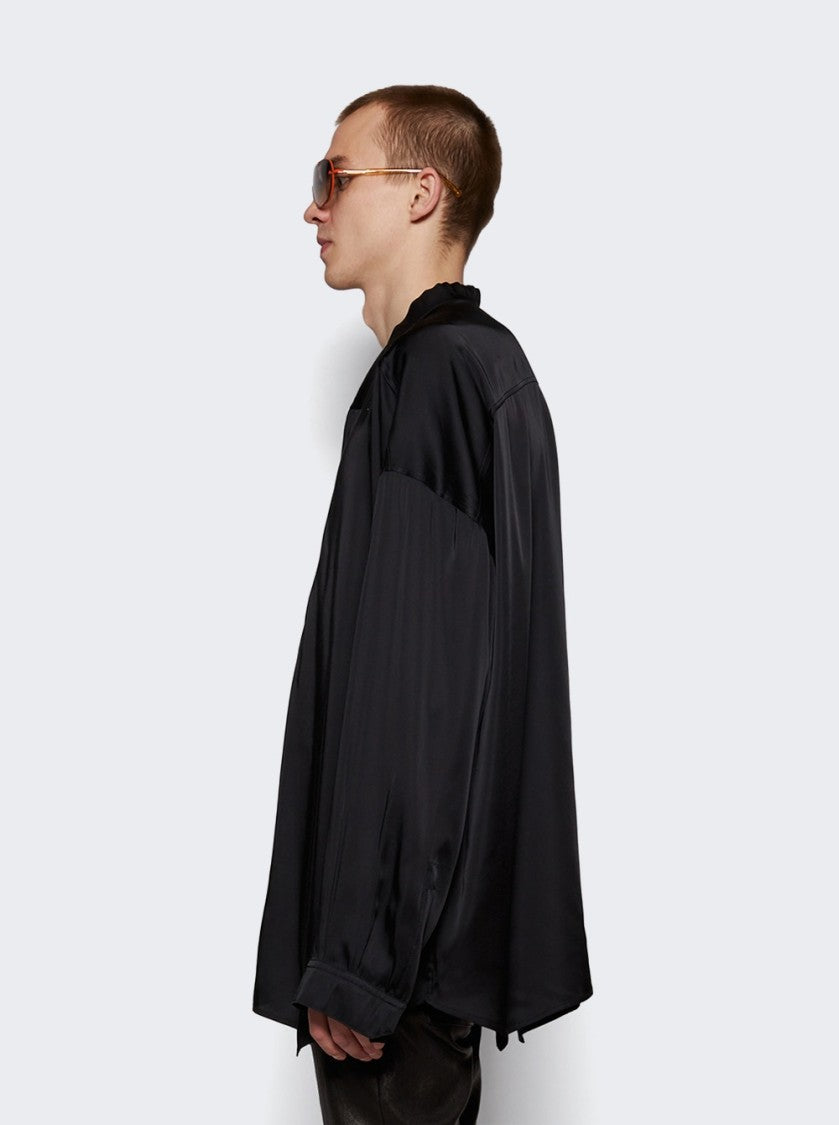 Rick Owens Oversized Snap Collar Faun Shirt Black