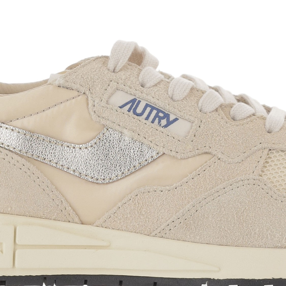 Autry Beige/Silver Padded Heel Running Sneakers