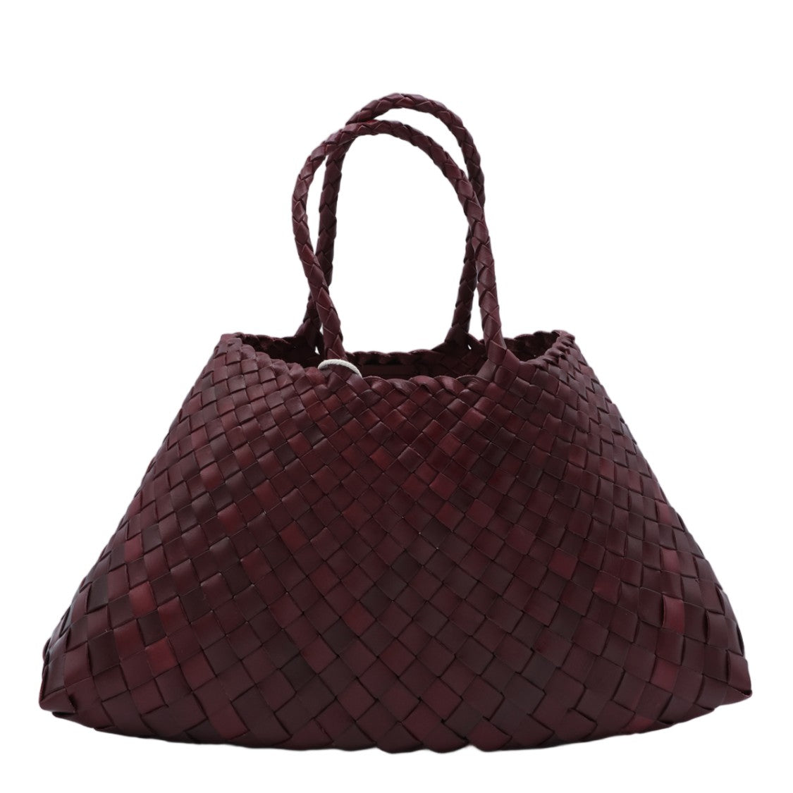 Dragon Diffusion Spacious Woven Bag With Braided Handles In Rich Burgundy