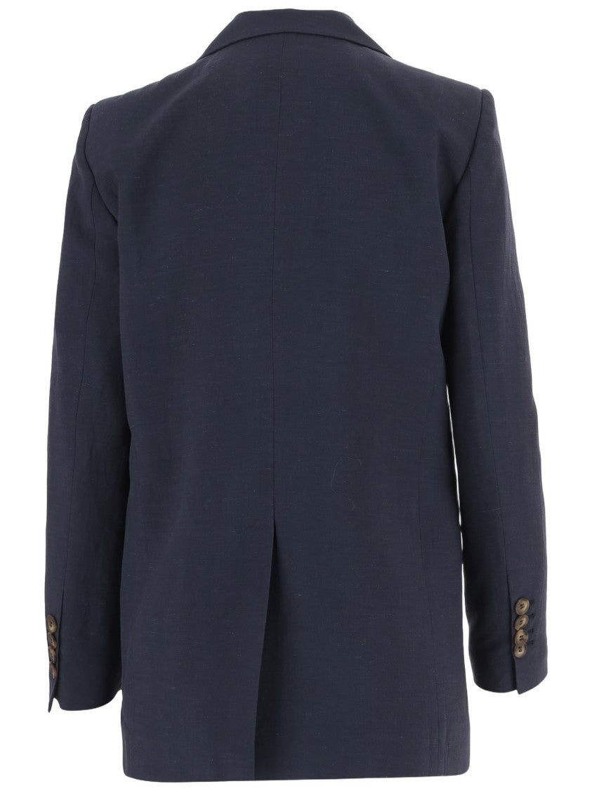 F.It Double-Breasted Viscose And Linen Jacket