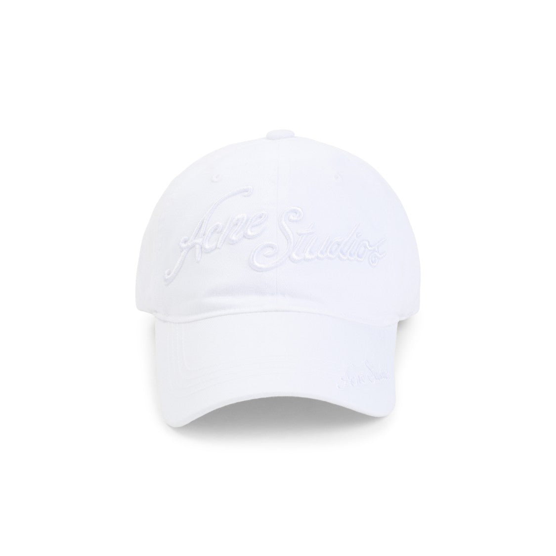 Acne Studios Curved Brim White Baseball Cap With Script Logo Embroidery