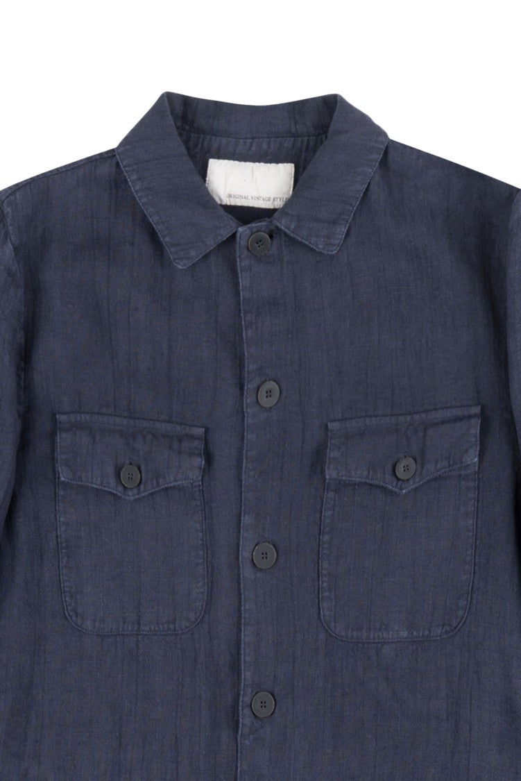 Original Vintage Linen Patch Pockets Overshirt