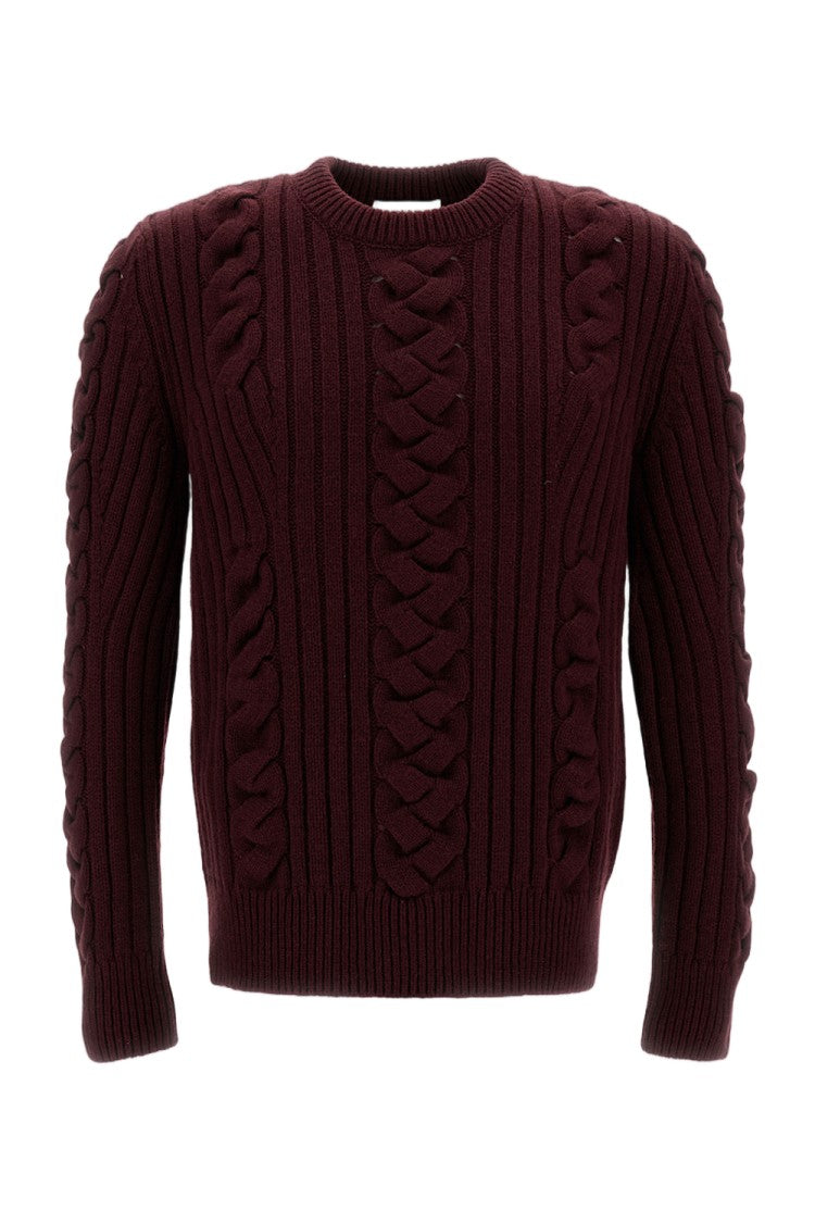 Alexander Mcqueen Cable-Knit Wool Sweater With Ribbed Detailing